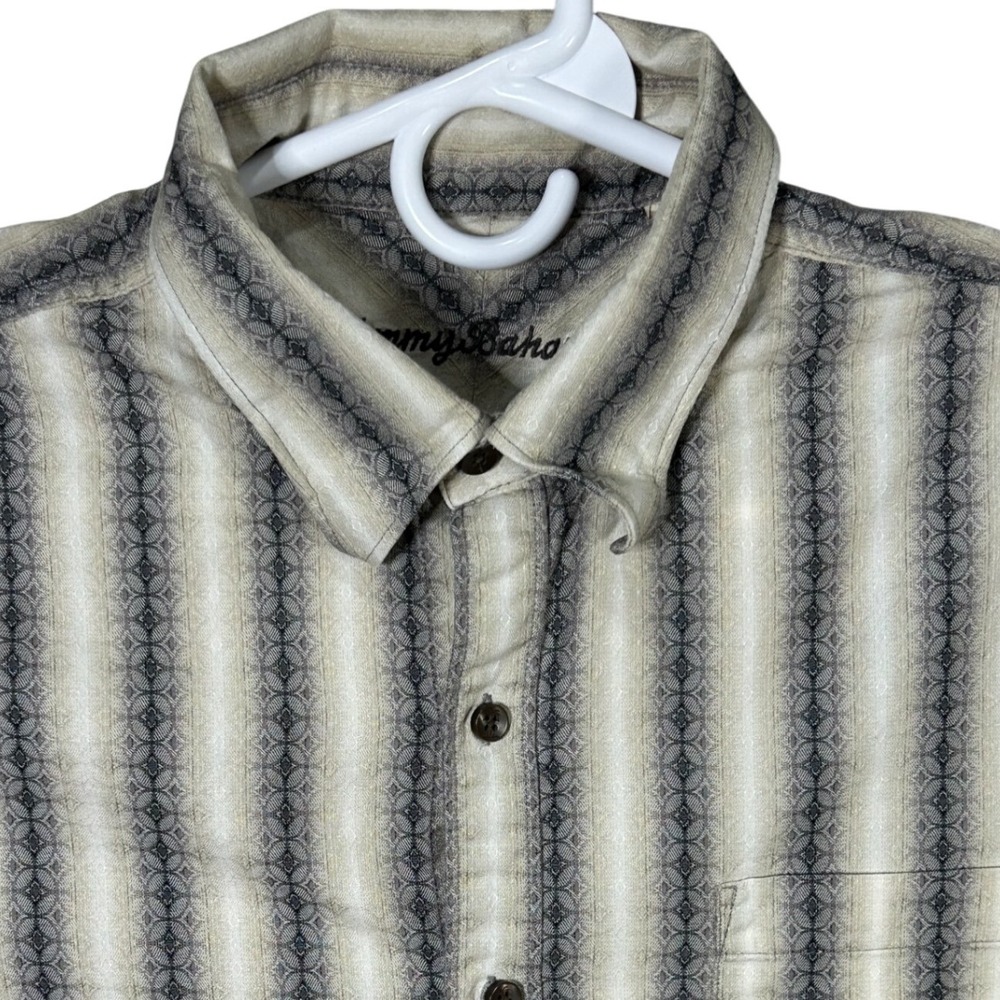 Tommy Bahama Mens XL Long‎ Sleeve Button Down Shirt Striped Casual Hawaiian